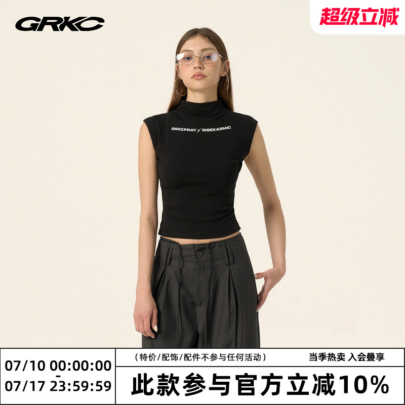 GRKCRK半高领背心弹力修身收腰