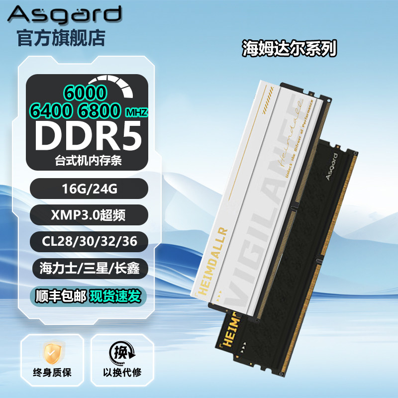 阿斯加特海姆达尔DDR5台式机内存条16G/24G/ 6000/