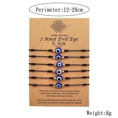 2022 New 6pcs/set Lucky Turkish Evil Eye Braided Brlet