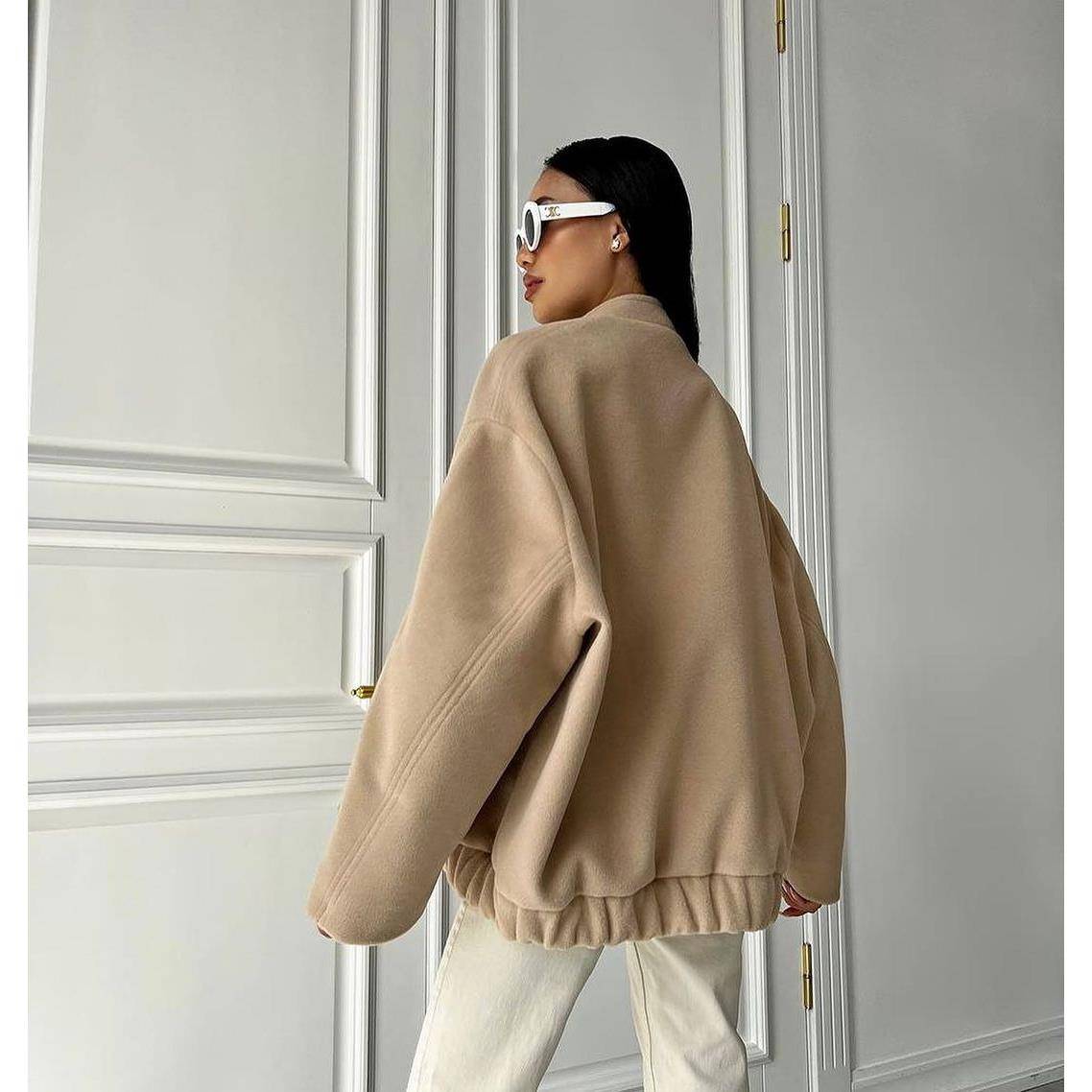 Loose Casual Stand Collar Large Pocket Coat立领大口袋外套女