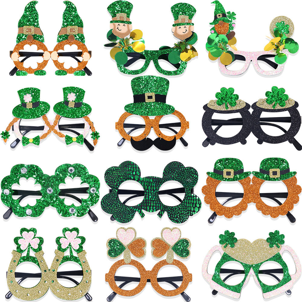 Irish Day Party Theme Glasses Green Glitter St. Patrick Carn图片