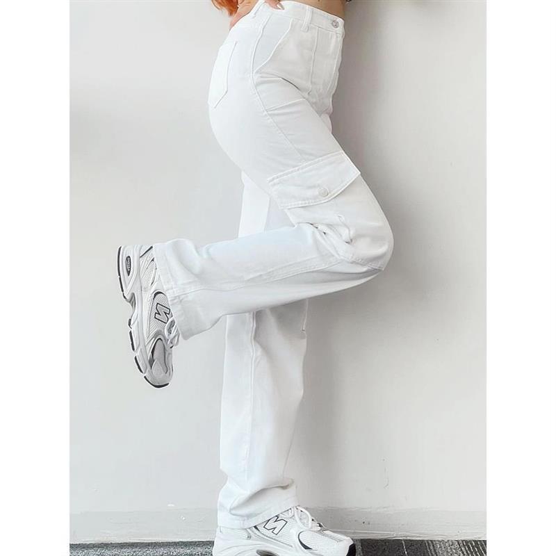 Straight Leg Cargo Pants Women HighWaist Baggy Trousers Lady