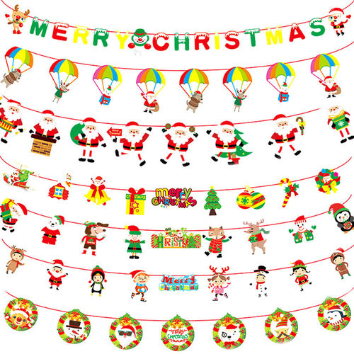 Cartoon Christmas Paper Decoration Bunting Flag Hanging Orna