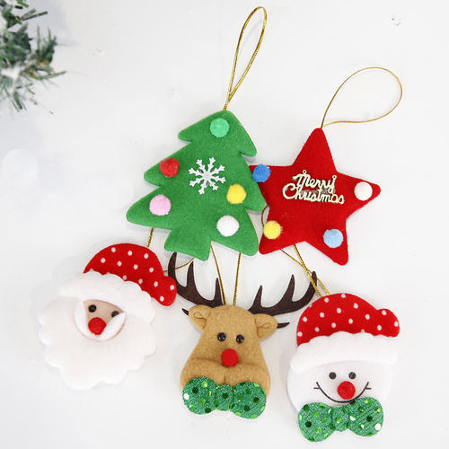Christmas Fabric Small Ornaments Santa Claus Elk Snowman Dec