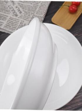 Plain white ceramic salad bowl deep soup plate chopped peppe