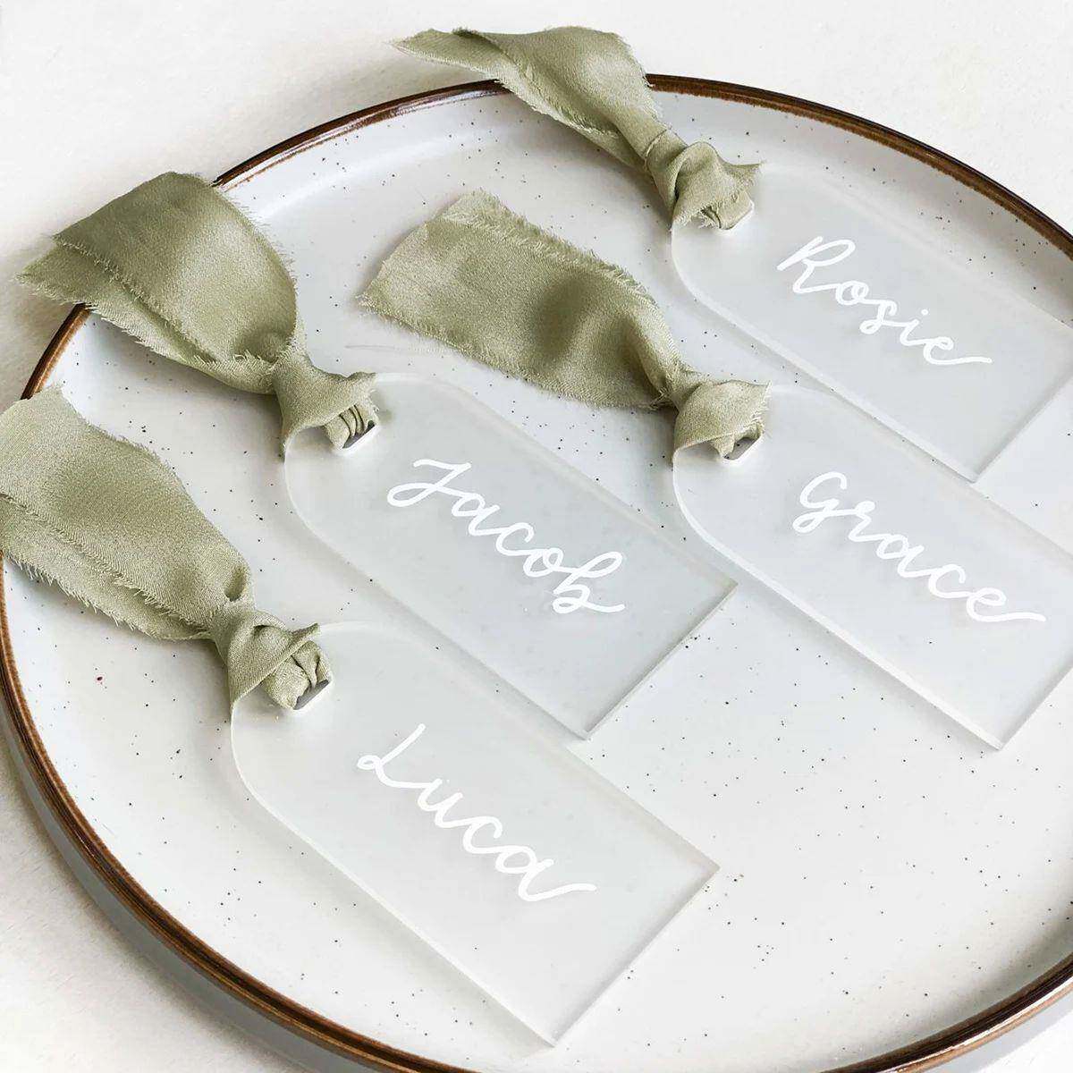 10/20/50Pcs Acrylic Wedding Place Card Frosted Acrylic Name