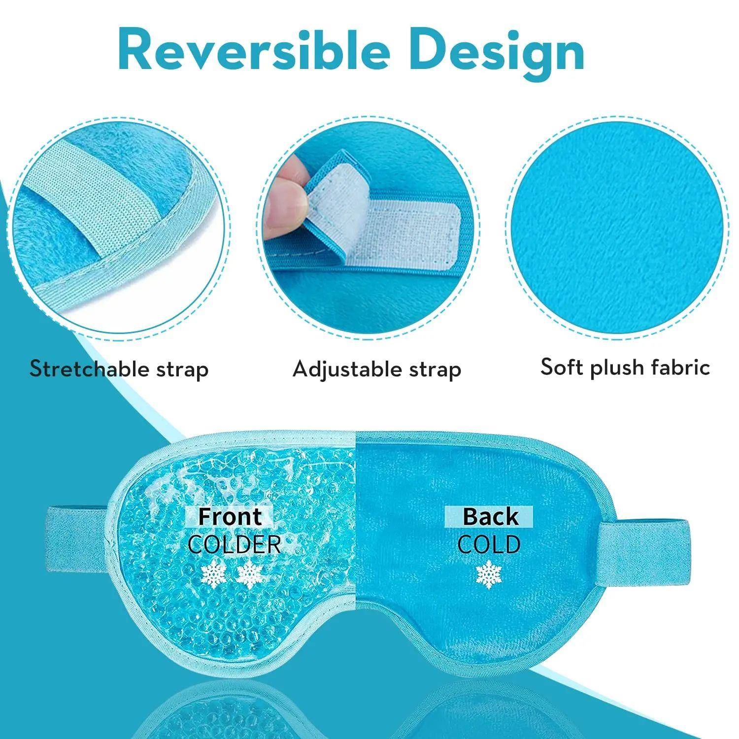Cooling Eye Mask with Gel Bead Reusable Cold Compress Ice Pa