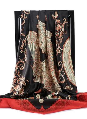 90*90cm Silk Scarf Women Print Hair Neck Square Office Ladie