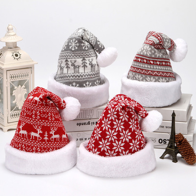 New Deer Knitted Wool Thickened Plush Christmas Hat Adult Sa