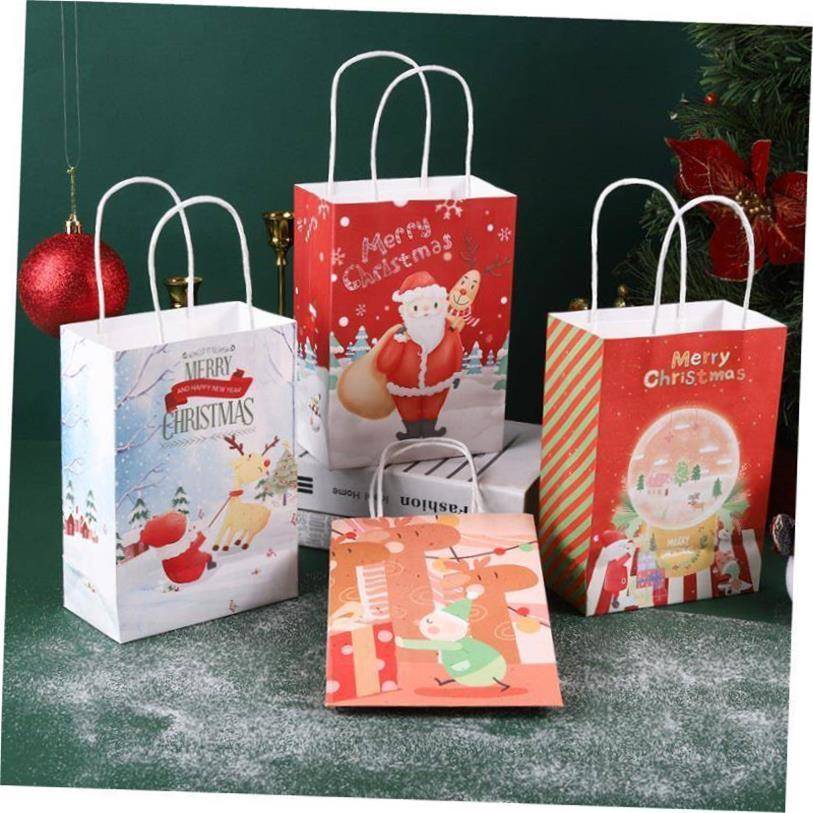 5Pcs Christmas Krt Paper Gift Bags Christmas Decorations f