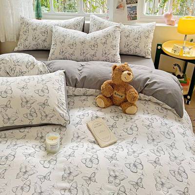 Student bed bedsheet set bed fitted sheet duvet cover double