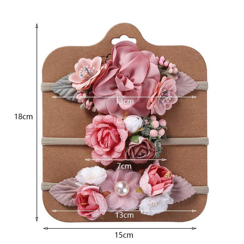 3Pcs/Lot Artificial Flower Ba Headband Newborn Boy Girl