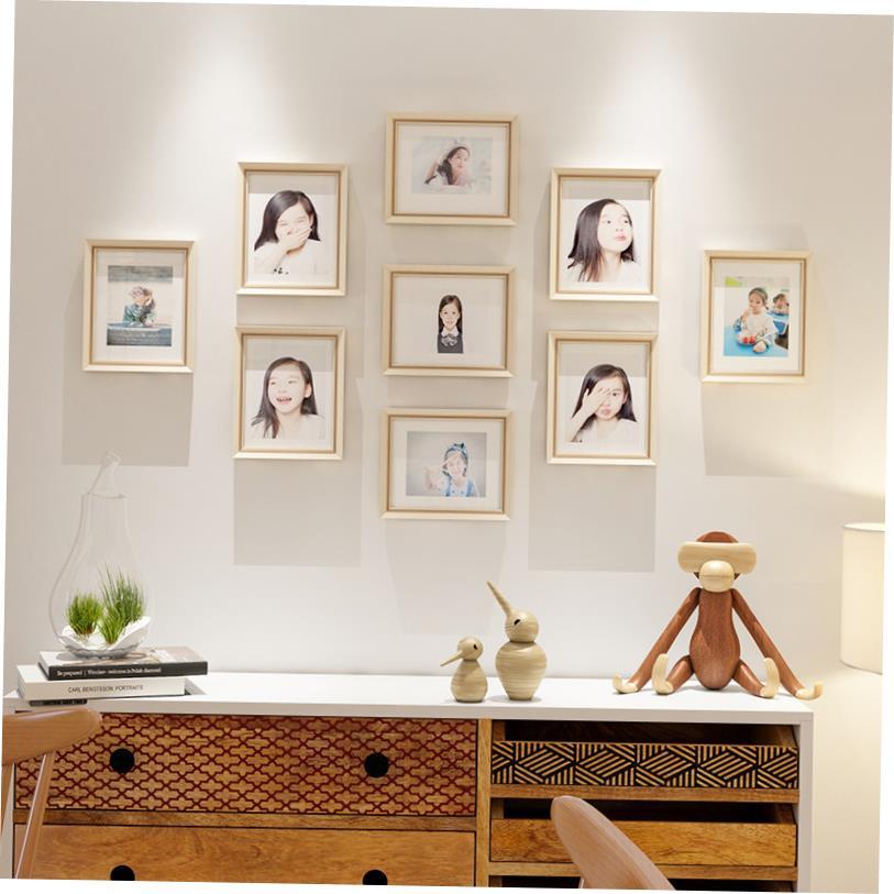 9pcs/Lot Wooden Multi Photo Frame Picture Frames Wall Hang