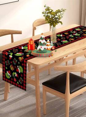 Gnome Christmas Table Runner, Xmas Trees Merry Christmas Tab