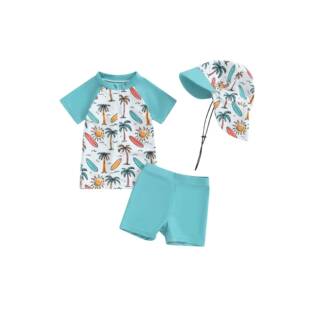 Rash Guard Print Toddler Long Fish Boys Cute 3Pcs Swimsuits