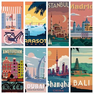 Famous City Paint By Numbers For Beginner Acrylic Paint Kits
