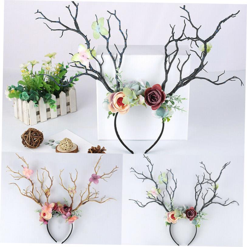 Gothic Antlers Deer Horns Branch Flower Twig Hair