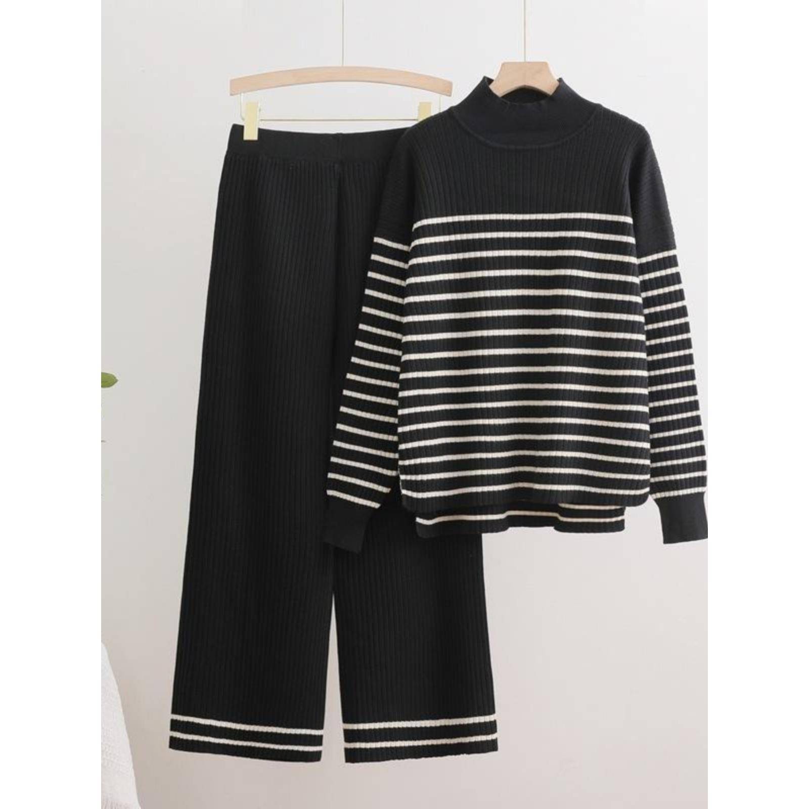 Autumn winter women suit knitted leisure sweater two piece女