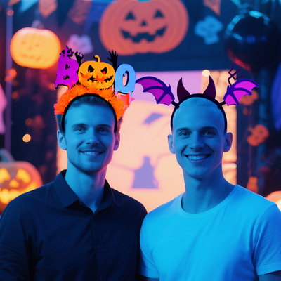 Halloween Fluorescent Stripe Headband Ghost Festival Neon Pa