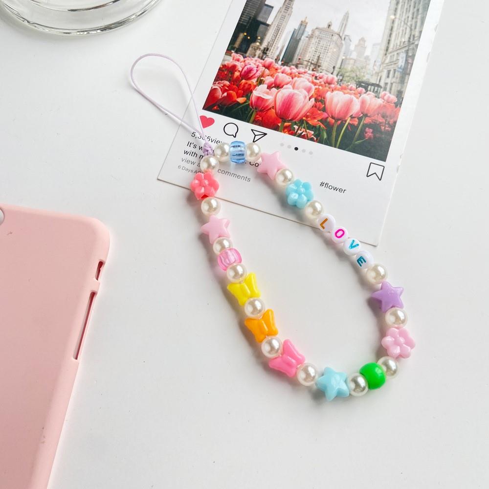 Ethnic mobile phone chain lanyard flower heart wristband 链