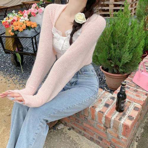 Women's Open Front Bolero Shrug Long Sleeve Solid Color Sun