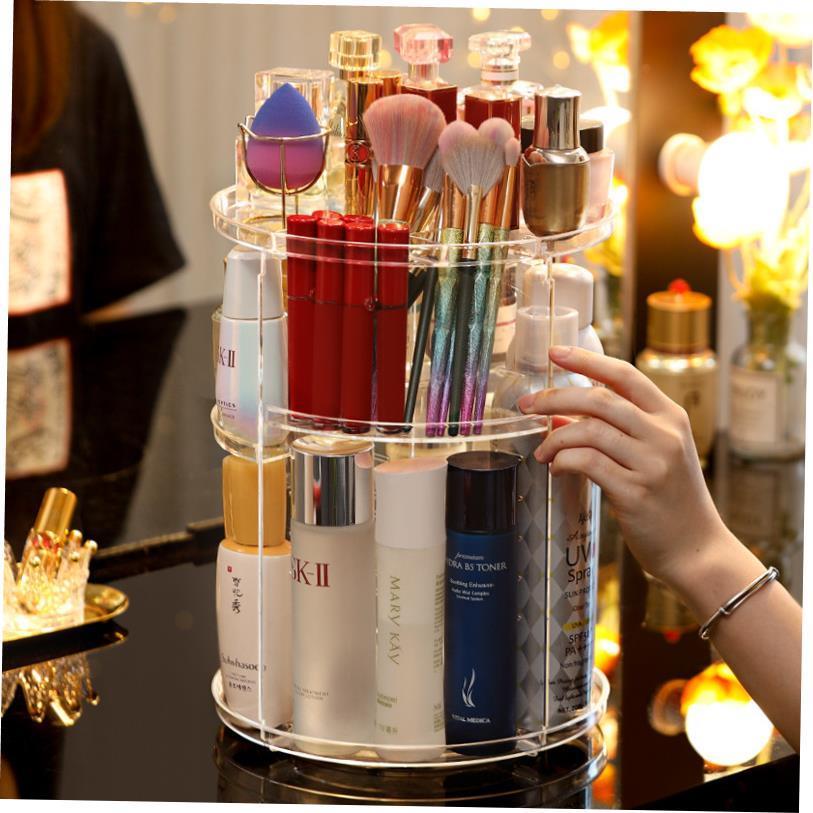 360 Degree Rotating Cosmetic Storage Box Makeup Organizer
