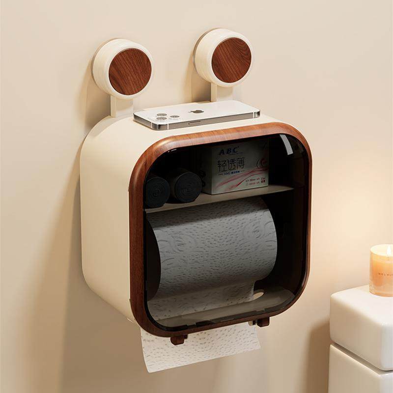 日本吸盘卫生间厕纸盒免打孔防水纸巾盒卫生纸置物架壁挂式抽纸盒