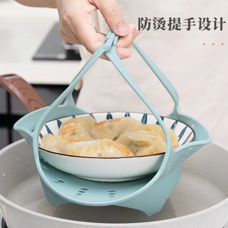 日本精工品质硅胶蒸笼家用多功能小蒸架厨房可壁挂蒸盘带手提笼