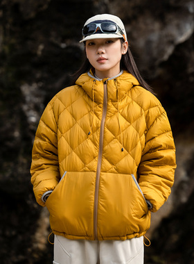 Mountain valley2024冬季户外菱形格90绒连帽羽绒服 男女羽绒外套