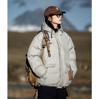 棉衣宽松工装连帽棉服