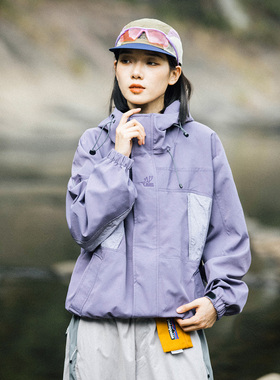 Mountainvalley山系户外轻量防水多口袋连帽冲锋衣旅游外套男女