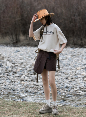 Mountain valley23SS户外山系前裙后裤露营徒步运动休闲短裤女