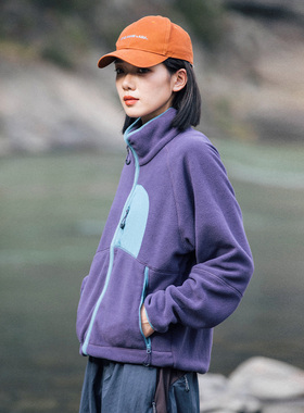 Mountain秋冬户外撞色摇粒绒立领外套徒步登山抓绒衣开衫内胆男女