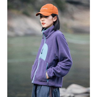 Mountain秋冬户外撞色摇粒绒立领外套徒步登山抓绒衣开衫 内胆男女