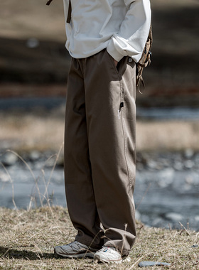 Mountain valley冬季松紧腰加绒直筒工装裤 加厚保暖休闲裤男女