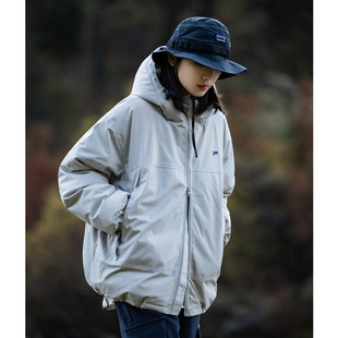 Mountain valley户外防风防水90白鸭绒宽松保暖连帽羽绒服男女款