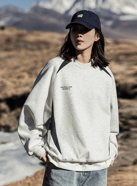 Mountain valley24SS春装日系男女款拼色休闲圆领卫衣 户外套头衫