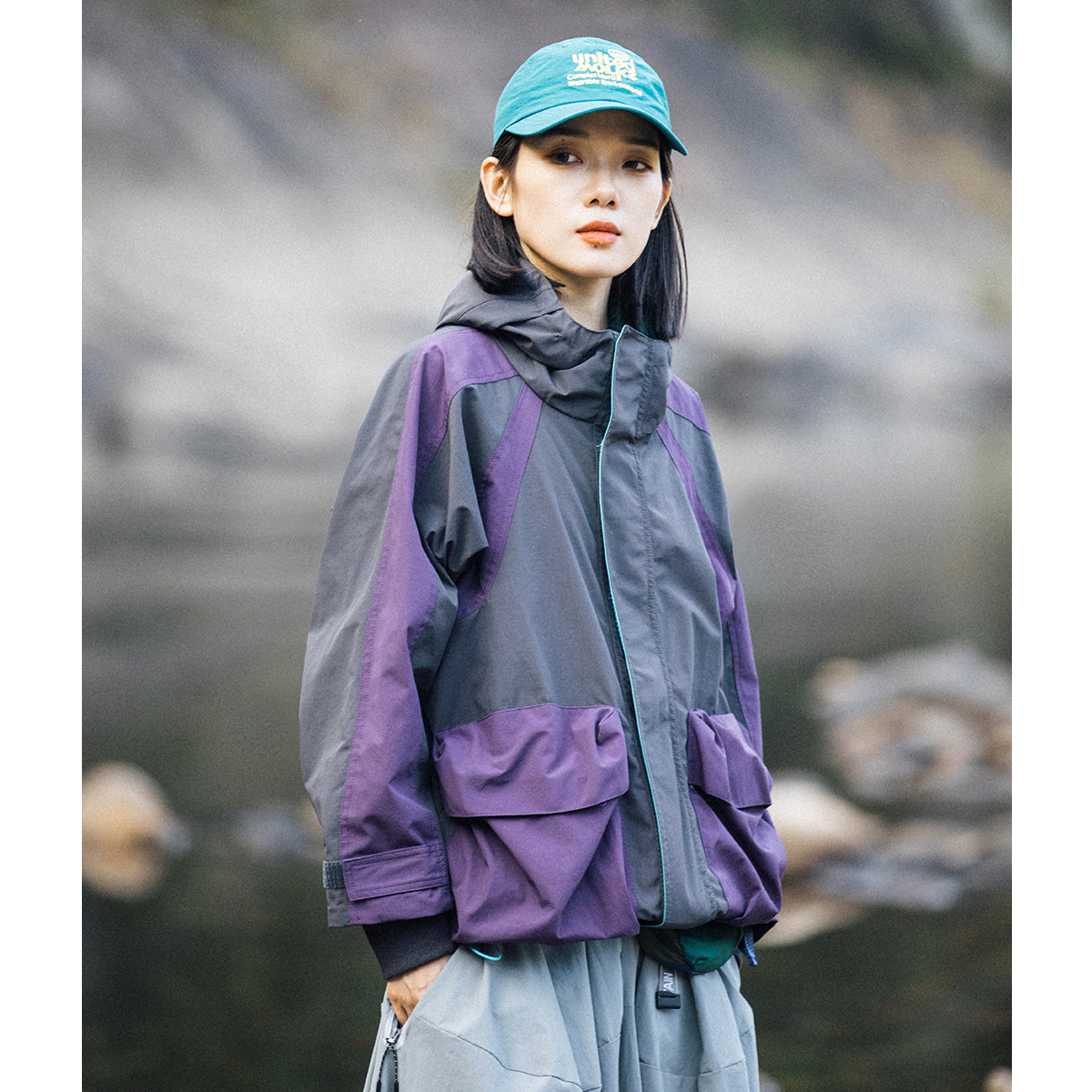 山系机能大口袋拼色工装外套