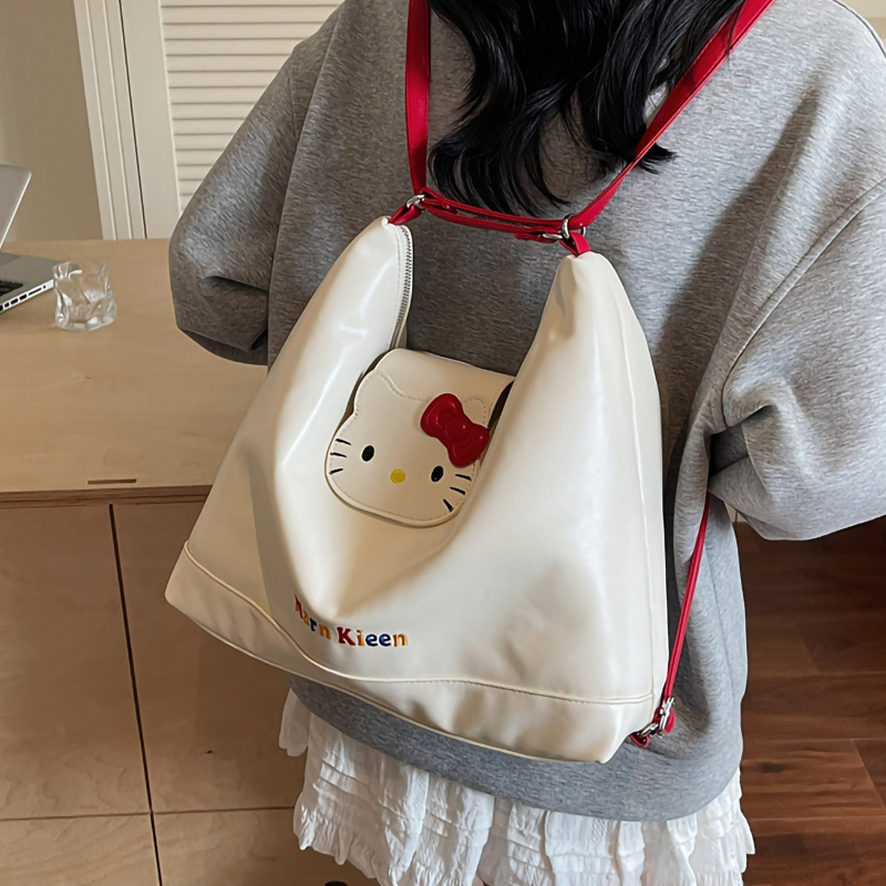 HelloKitty双肩包女2025新款通勤大容量单肩托特包大学生上课背包
