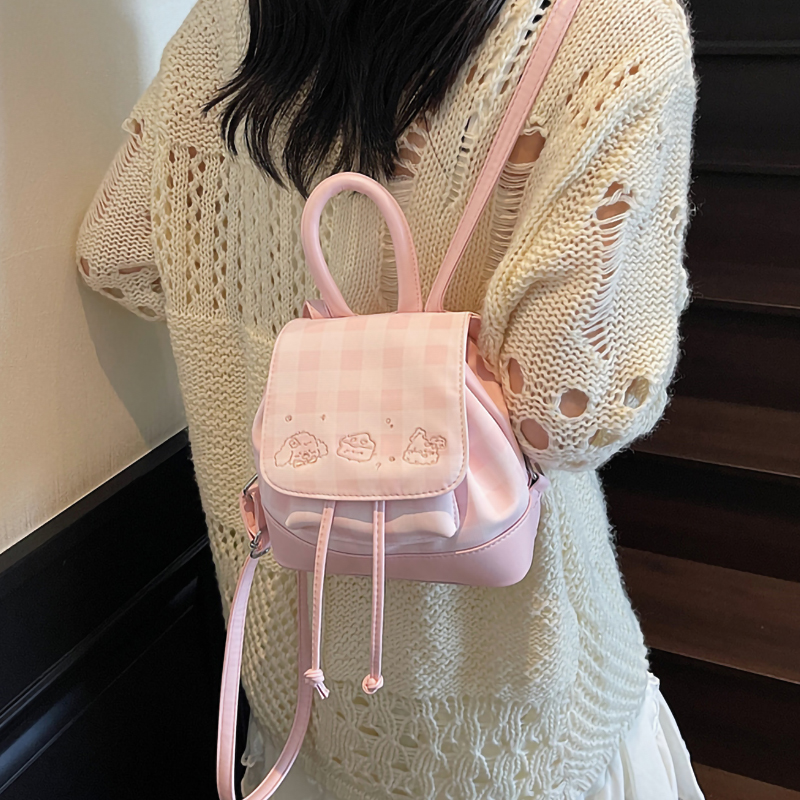 夏季精致格子双肩包女2025新款休闲百搭后背包可爱手提迷你小书包
