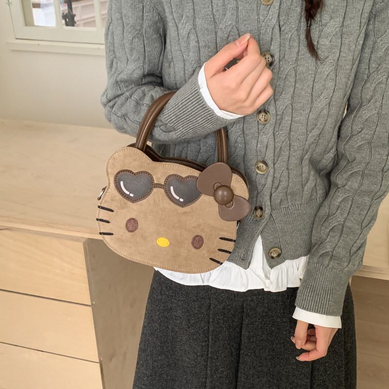 卡通HelloKitty可爱手拎包女2026新款洋气小众复古百搭单肩斜挎包,箱包皮具/热销女包/男包,通用款女包,淘宝优惠券,粉丝福利购,淘宝优惠卷