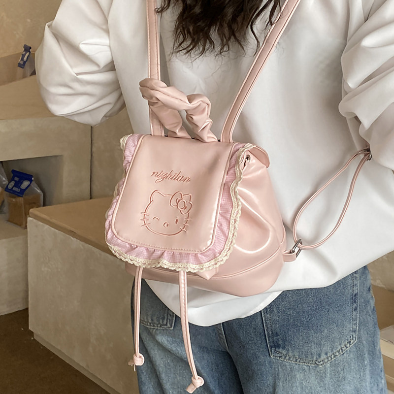 双肩包女2026新款韩版ins少女风可爱卡通猫咪小书包休闲百搭背包