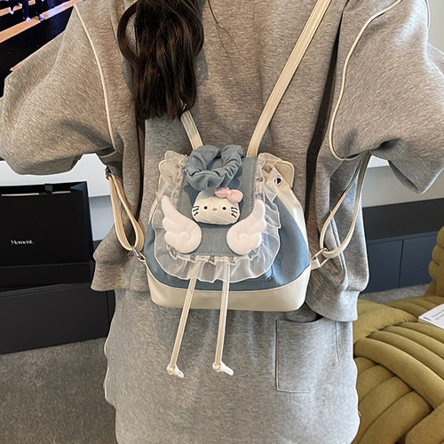 少女风猫咪双肩包女2026新款时尚卡通可爱迷你小书包外出旅游背包