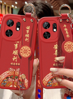 适用华为荣耀畅玩60A手机壳防摔NLA-AN00硅胶软边畅玩60A可斜挎腕带镜头全包边保护套中国风背带挂绳红色新款