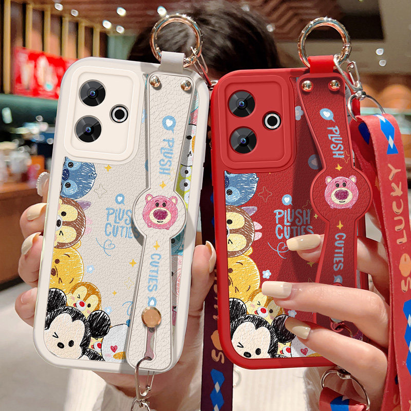 适用小米红米note13R手机壳防摔Redmi卡通头像保护套Note13RPro可斜挎腕带硅胶软壳女镜头全包边背带挂绳新款