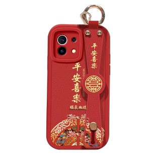 适用小米11手机壳防摔mi 11Pro硅胶软边小米11青春版斜挎腕带Lote镜头全包11Ultra保护套中国风背带挂绳新款