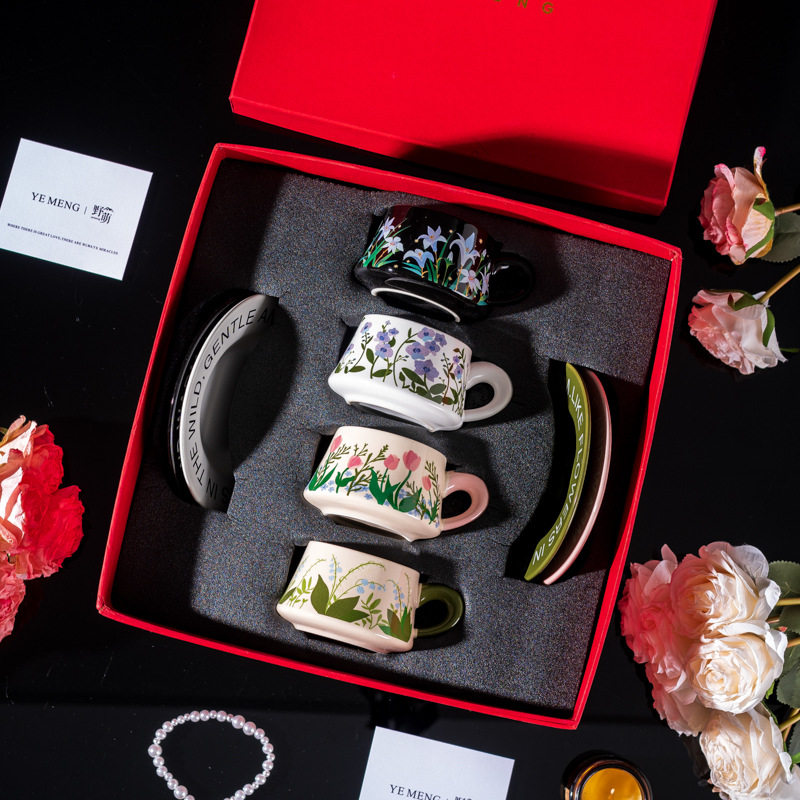 陶瓷咖啡杯子复古法式的咖啡杯套装高级精致结婚送闺蜜新婚伴手礼