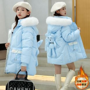 洋气棉袄女孩冬装 中大童中长款 加厚棉衣 新款 女童羽绒棉服2025冬季