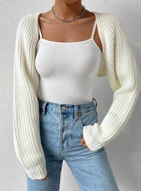 Women Spring Fall Ribbed Knit Sweater Cardigan V-Neck Long S