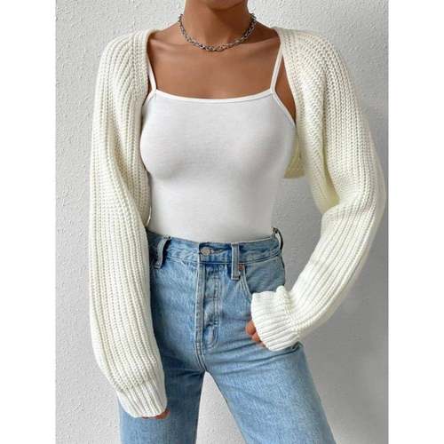 Women Spring Fall Ribbed Knit Sweater Cardigan V-Neck Long S